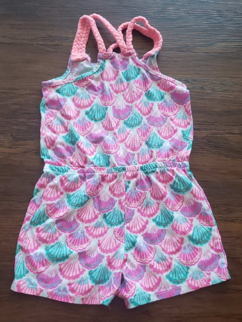 Tommy Bahama Girls Pink Teal Sea Shell Tank Romper Size S Vacation Summer Beach - Picture 2 of 3